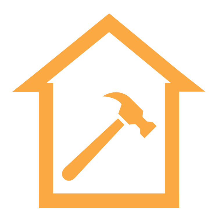 Icoontje hamer huis oranje